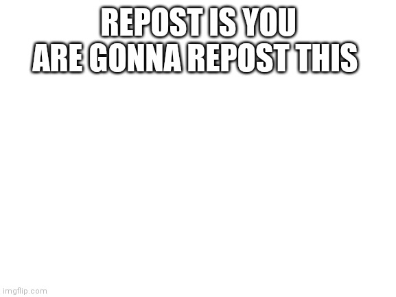 Blank White Template | REPOST IS YOU ARE GONNA REPOST THIS | image tagged in blank white template | made w/ Imgflip meme maker