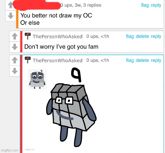 It said OC template on it so I’m assuming it’s an OC (Update: the guy stole it from some kids show) | made w/ Imgflip meme maker