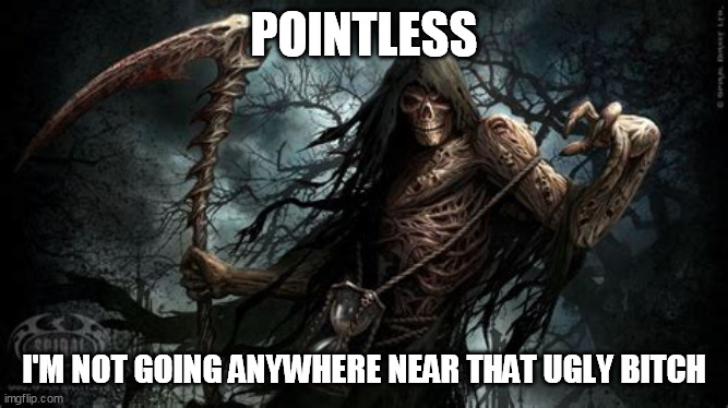 POINTLESS I'M NOT GOING ANYWHERE NEAR THAT UGLY BITCH | made w/ Imgflip meme maker