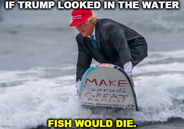 Everything Trump touches dies. | IF TRUMP LOOKED IN THE WATER; FISH WOULD DIE. | image tagged in trump,failure | made w/ Imgflip meme maker