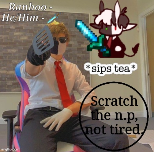 Ranboo | Scratch the n.p, not tired. | image tagged in ranboo | made w/ Imgflip meme maker