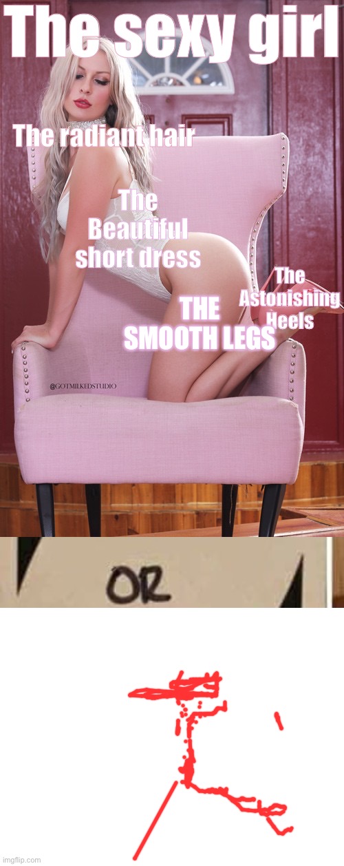 Which one is the most smexy | The sexy girl; The radiant hair; The Astonishing Heels; The Beautiful short dress; THE SMOOTH LEGS | image tagged in sexy girl pink chair high heels,memes,uno draw 25 cards,blank white template,high heels,heels | made w/ Imgflip meme maker