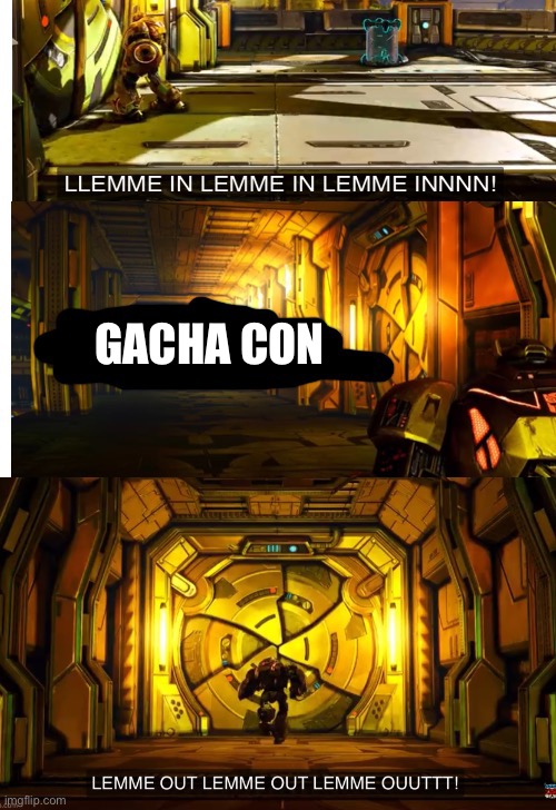 Bumblebee let me in and let me out | GACHA CON | image tagged in bumblebee let me in and let me out | made w/ Imgflip meme maker