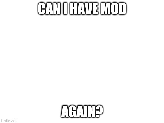 Blank White Template | CAN I HAVE MOD; AGAIN? | image tagged in blank white template | made w/ Imgflip meme maker