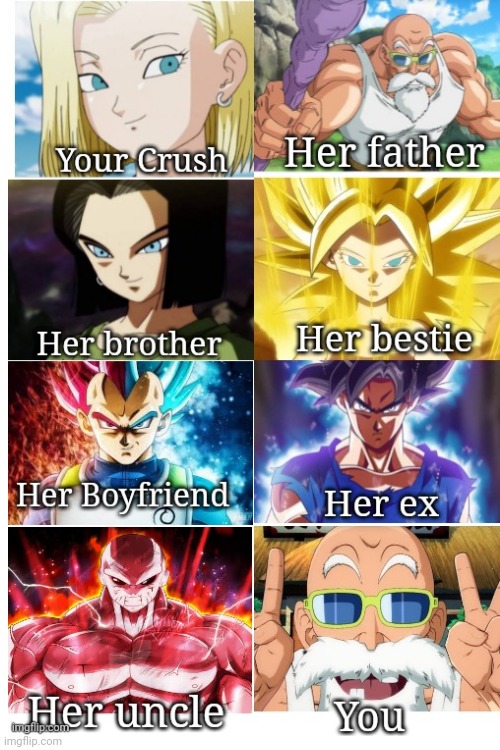 When you see it | image tagged in blank white template,dragon ball super,anime,your crush,dark humor | made w/ Imgflip meme maker