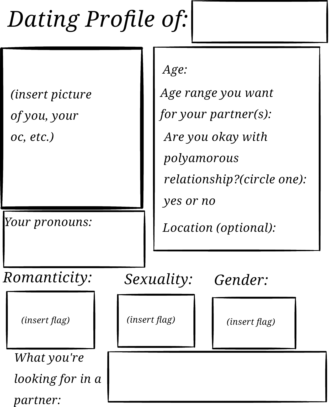 template for dating profile