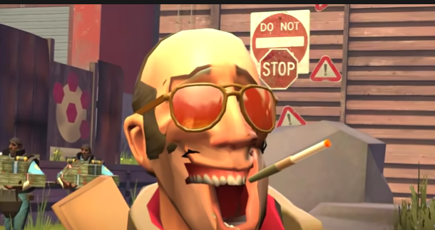 High Quality sniper smiling from the heavy is dead Blank Meme Template