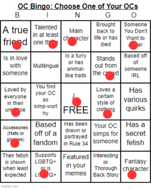 lol i didn't get a bingo | image tagged in jer-sama's oc bingo | made w/ Imgflip meme maker