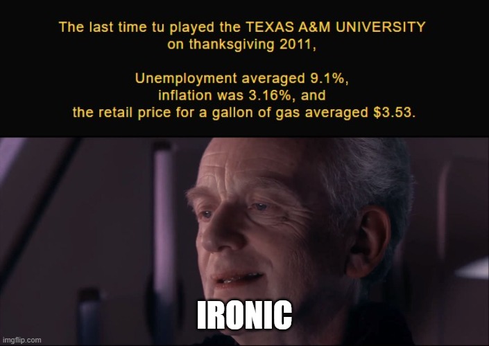 tamu vs tu | IRONIC | image tagged in palpatine ironic,tamu,tu | made w/ Imgflip meme maker