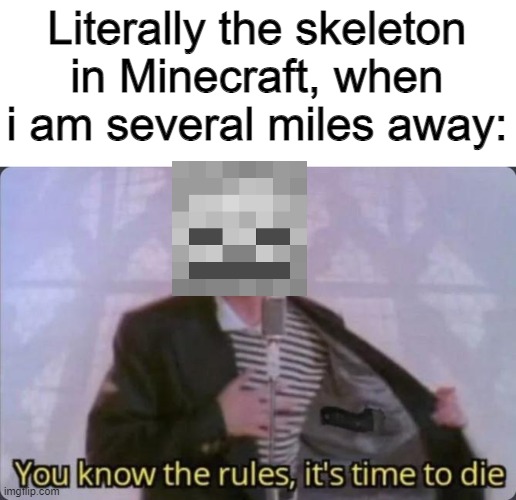 happens to me every minecraft game | Literally the skeleton in Minecraft, when i am several miles away: | image tagged in memes,skeleton,minecraft | made w/ Imgflip meme maker