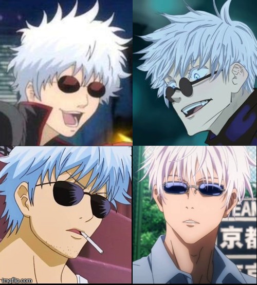 Gintoki and Gojo looking almost identical with sunglasses on | image tagged in jujutsu kaisen,silver hair anime dudes,sunglasses,gintama,anime | made w/ Imgflip meme maker