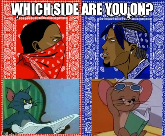 Team Tom or team Jerry? | WHICH SIDE ARE YOU ON? | image tagged in which side are you on | made w/ Imgflip meme maker