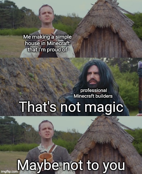 That's not magic | Me making a simple house in Minecraft that I'm proud of; professional Minecraft builders | image tagged in that's not magic | made w/ Imgflip meme maker