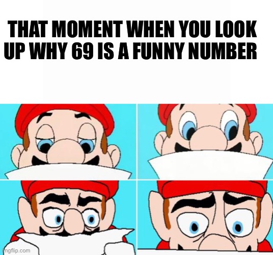 I wish I never figured it out | THAT MOMENT WHEN YOU LOOK UP WHY 69 IS A FUNNY NUMBER | image tagged in mario,memes,funny memes,video games,gaming,mario bros views | made w/ Imgflip meme maker