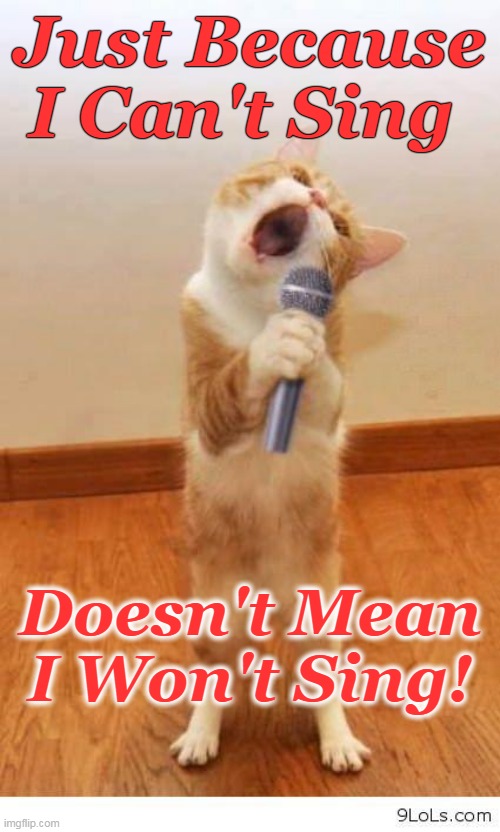 Cat Singer | Just Because I Can't Sing; Doesn't Mean I Won't Sing! | image tagged in cat singer | made w/ Imgflip meme maker