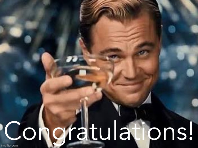 Leonardo di Caprio Cheers Congratulations Blank Meme Template