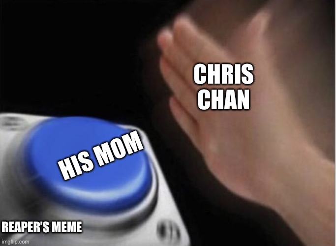 Chris did what?! |  CHRIS CHAN; HIS MOM; REAPER’S MEME | image tagged in slap that button | made w/ Imgflip meme maker