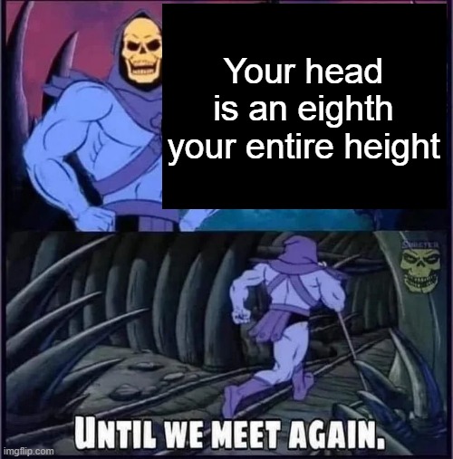 Until we meet again. | Your head is an eighth your entire height | image tagged in until we meet again | made w/ Imgflip meme maker