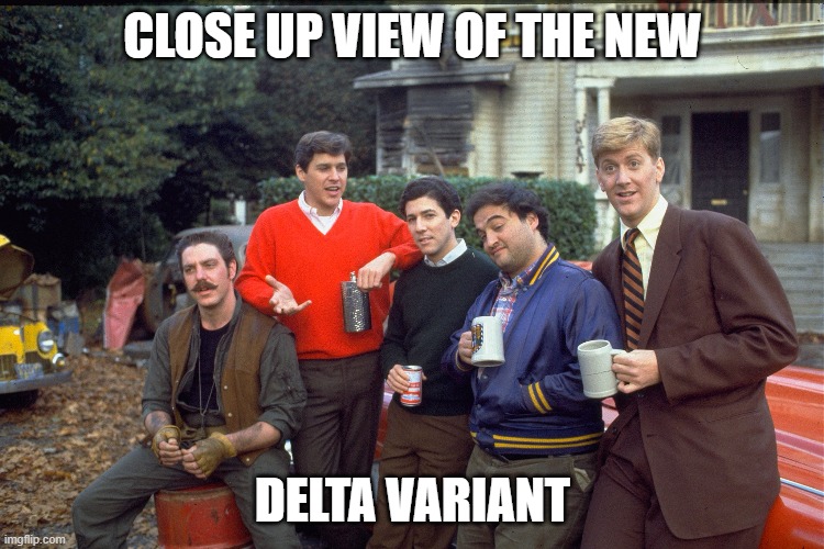  CLOSE UP VIEW OF THE NEW; DELTA VARIANT | image tagged in animal house,delta house,delta variant,delta | made w/ Imgflip meme maker