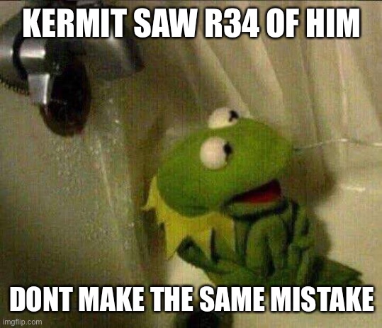 Sis (why tho-mod note) | KERMIT SAW R34 OF HIM; DONT MAKE THE SAME MISTAKE | image tagged in kermit crying terrified in shower | made w/ Imgflip meme maker
