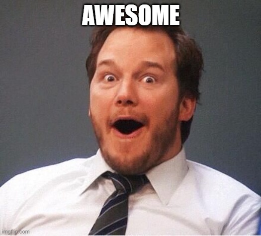excited | AWESOME | image tagged in excited | made w/ Imgflip meme maker