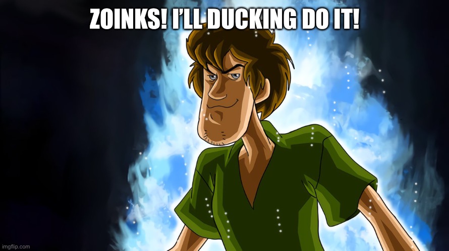 Ultra instinct shaggy | ZOINKS! I’LL DUCKING DO IT! | image tagged in ultra instinct shaggy | made w/ Imgflip meme maker