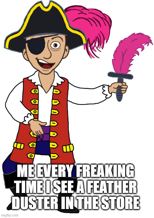 Captain Feathersword | ME EVERY FREAKING TIME I SEE A FEATHER DUSTER IN THE STORE | image tagged in meme,the wiggles,every time i see | made w/ Imgflip meme maker