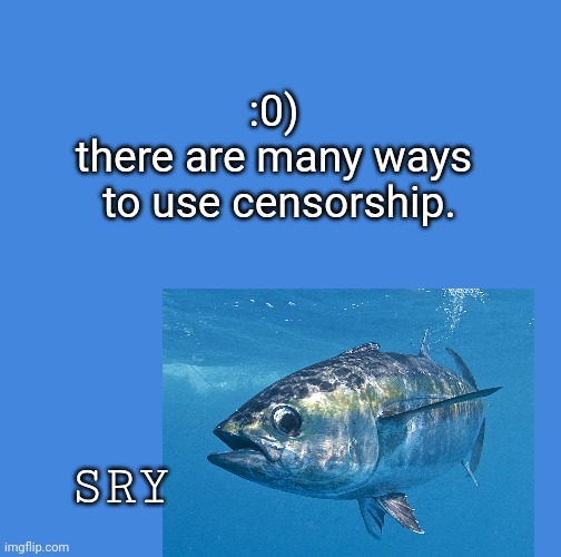 Blank blue | :0)
there are many ways
 to use censorship. SRY | image tagged in blank blue | made w/ Imgflip meme maker