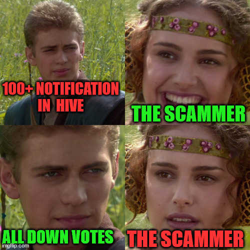 the scammer and downvotes | 100+ NOTIFICATION IN  HIVE; THE SCAMMER; THE SCAMMER; ALL DOWN VOTES | image tagged in hive,memehub,cryptocurrency,crypto,up with upvotes week,funny | made w/ Imgflip meme maker