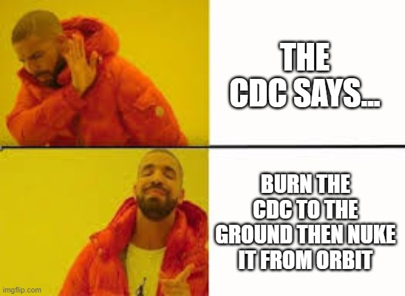 cdc says |  THE CDC SAYS... BURN THE CDC TO THE GROUND THEN NUKE IT FROM ORBIT | image tagged in orange jacket guy,american politics | made w/ Imgflip meme maker