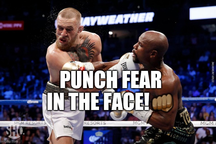  PUNCH FEAR IN THE FACE!👊🏾 | image tagged in dffrff | made w/ Imgflip meme maker