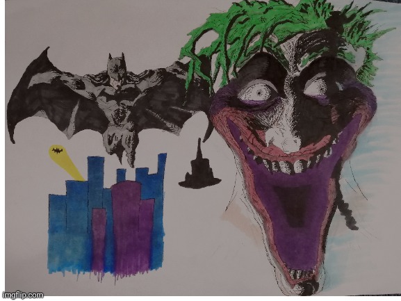 Batman and Joker fanart | image tagged in batman,joker,art | made w/ Imgflip meme maker