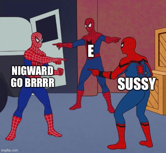 Spider Man Triple | NIGWARD GO BRRRR E SUSSY | image tagged in spider man triple | made w/ Imgflip meme maker