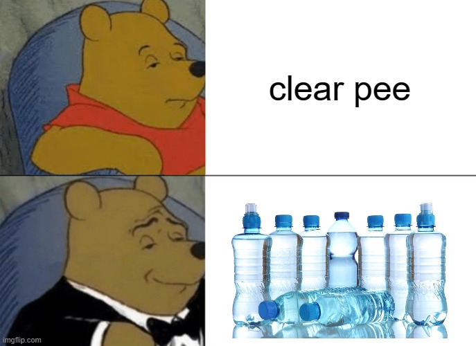 Tuxedo Winnie The Pooh Meme | clear pee | image tagged in memes,tuxedo winnie the pooh | made w/ Imgflip meme maker