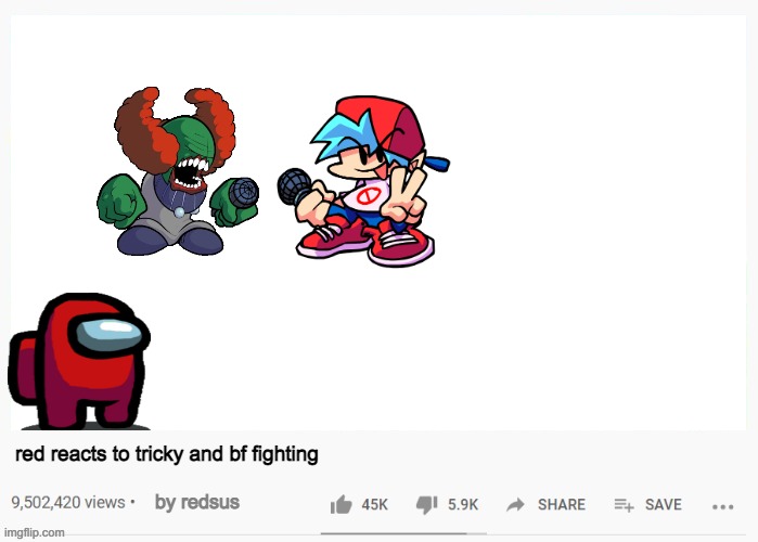 youtube video template |  red reacts to tricky and bf fighting; by redsus | image tagged in youtube video template | made w/ Imgflip meme maker
