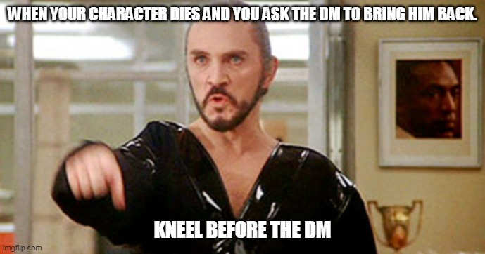 Kneel Before The DM | WHEN YOUR CHARACTER DIES AND YOU ASK THE DM TO BRING HIM BACK. KNEEL BEFORE THE DM | image tagged in general zod,dungeons and dragons | made w/ Imgflip meme maker