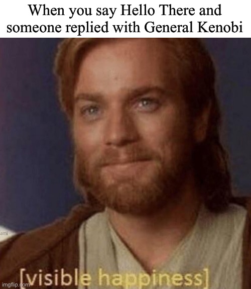 Happy | When you say Hello There and someone replied with General Kenobi | image tagged in visible happiness | made w/ Imgflip meme maker
