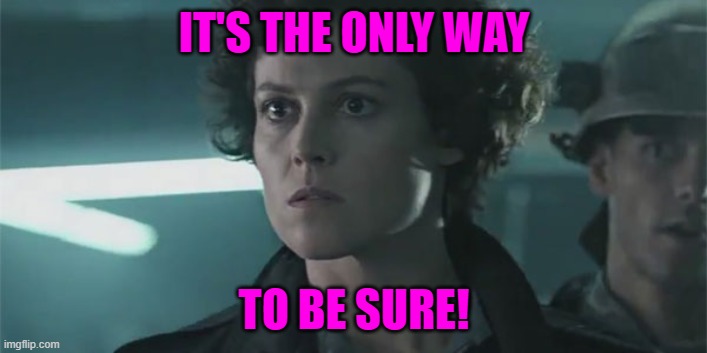 Ripley Aliens | IT'S THE ONLY WAY TO BE SURE! | image tagged in ripley aliens | made w/ Imgflip meme maker