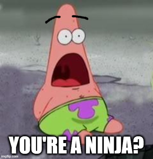Suprised Patrick | YOU'RE A NINJA? | image tagged in suprised patrick | made w/ Imgflip meme maker
