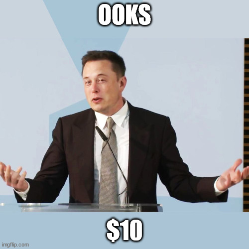Onooks (OOKS) Moon Shot to $10 | OOKS; $10 | image tagged in elon musk,onooks,ooks,crypto,cryptocurrency | made w/ Imgflip meme maker