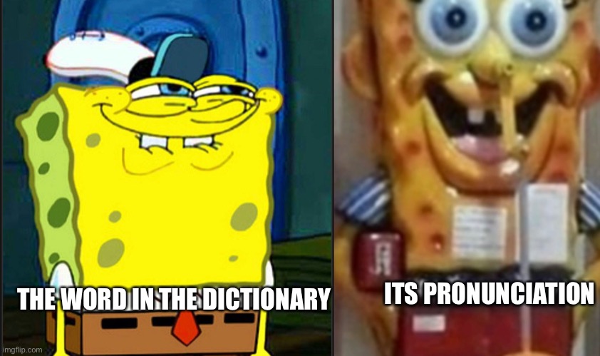 Those e’s always upside down | ITS PRONUNCIATION; THE WORD IN THE DICTIONARY | image tagged in funny,memes | made w/ Imgflip meme maker