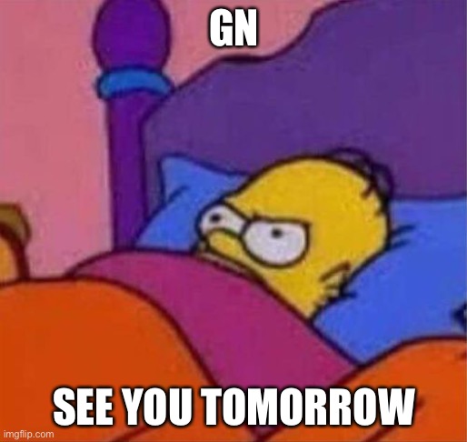 gn | GN; SEE YOU TOMORROW | image tagged in angry homer simpson in bed | made w/ Imgflip meme maker