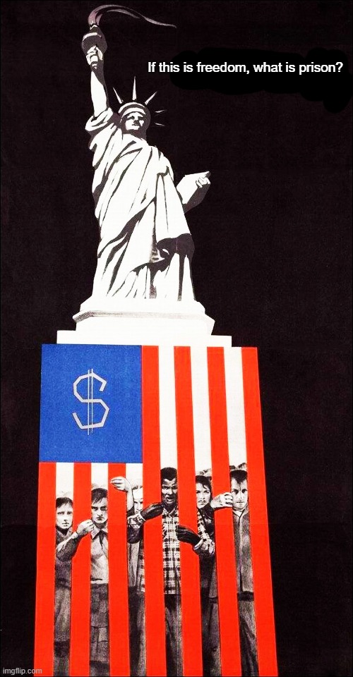 Soviet propoganda poster | If this is freedom, what is prison? | made w/ Imgflip meme maker