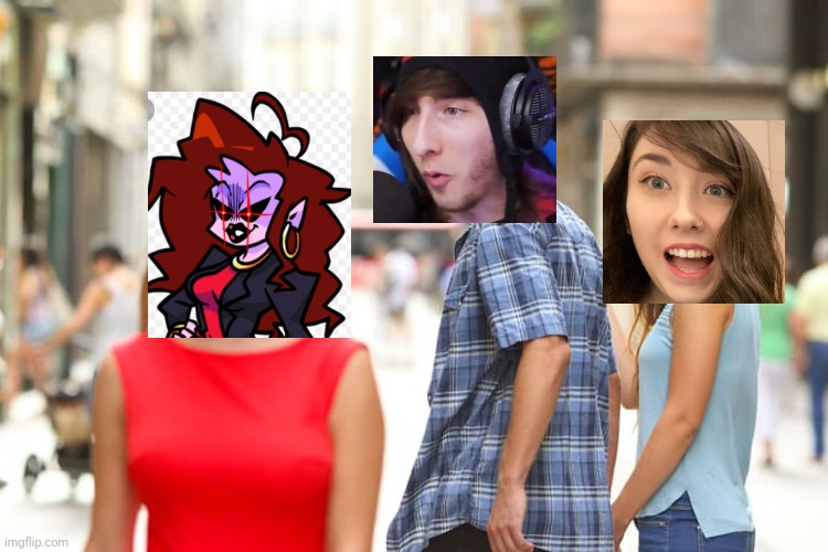 Oh no kreekcraft in trouble | image tagged in memes,distracted boyfriend | made w/ Imgflip meme maker