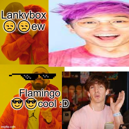#LankyBoxSucks | Lankybox 😒😒ew; Flamingo 😎😎cool :D | image tagged in roblox meme | made w/ Imgflip meme maker