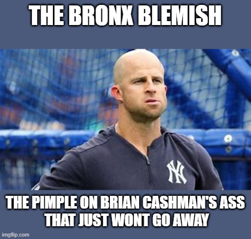 THE BRONX BLEMISH; THE PIMPLE ON BRIAN CASHMAN'S ASS
 THAT JUST WONT GO AWAY | made w/ Imgflip meme maker