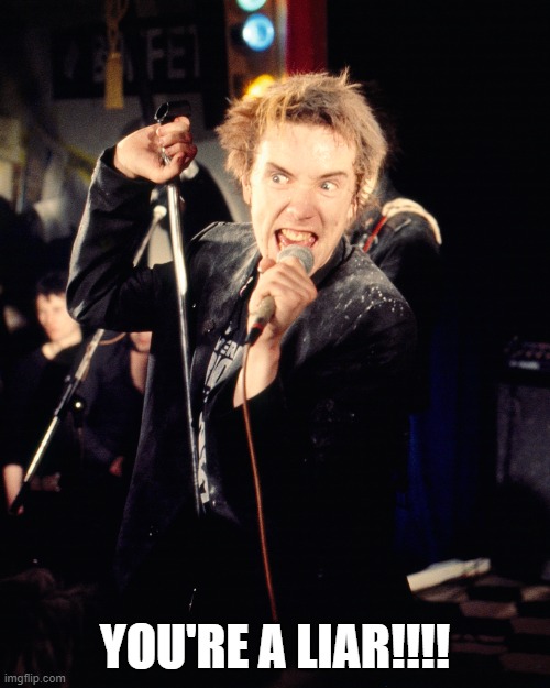 Johnny Rotten | YOU'RE A LIAR!!!! | image tagged in you're a liar | made w/ Imgflip meme maker