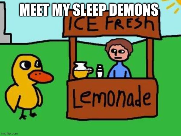 Bum bum bum | MEET MY SLEEP DEMONS | image tagged in the duck song | made w/ Imgflip meme maker