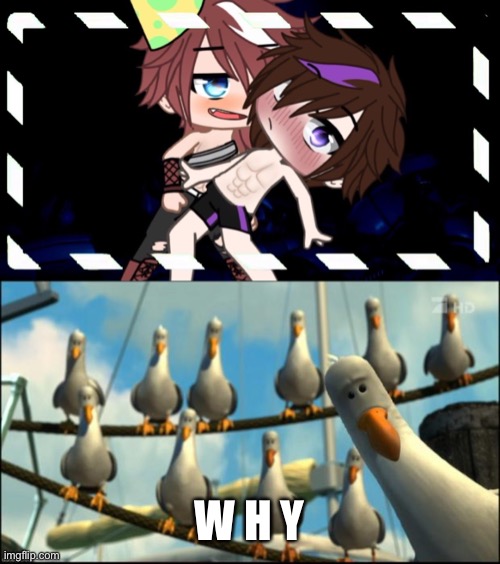 I’m alive and back on hating this ship |  W H Y | image tagged in nemo seagulls mine,michael afton,cursed,why | made w/ Imgflip meme maker