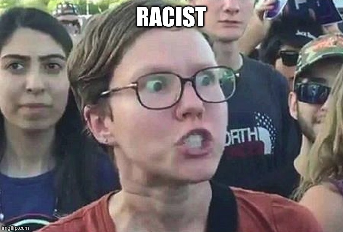Triggered Liberal | RACIST | image tagged in triggered liberal | made w/ Imgflip meme maker